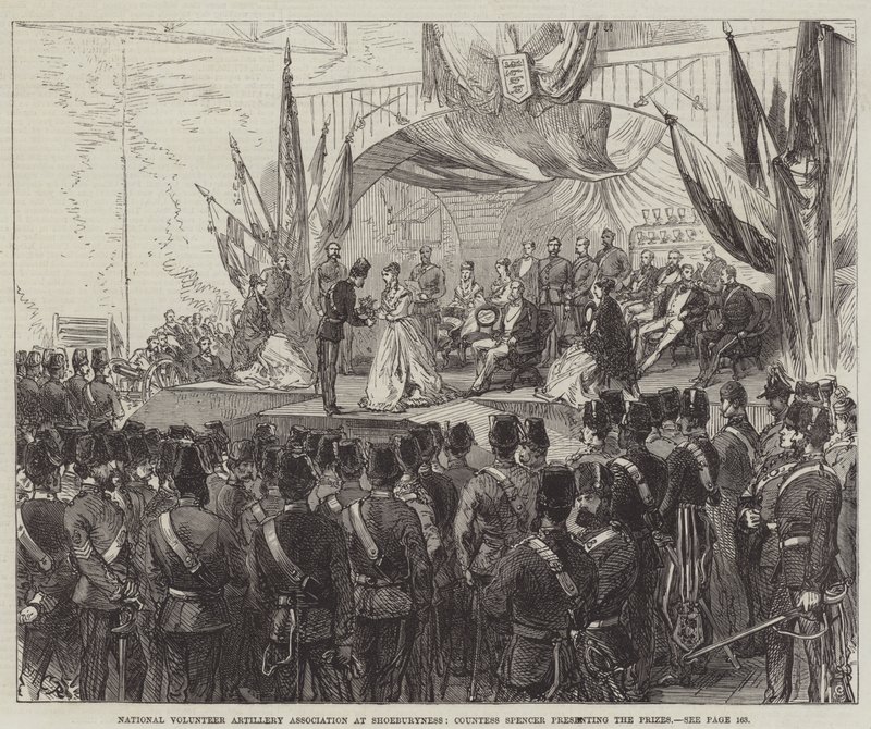 Országos Önkéntes Tüzér Egyesület Shoeburynessben, Spencer grófnő átadja a díjakat alkotó: Sir John Charles Robinson