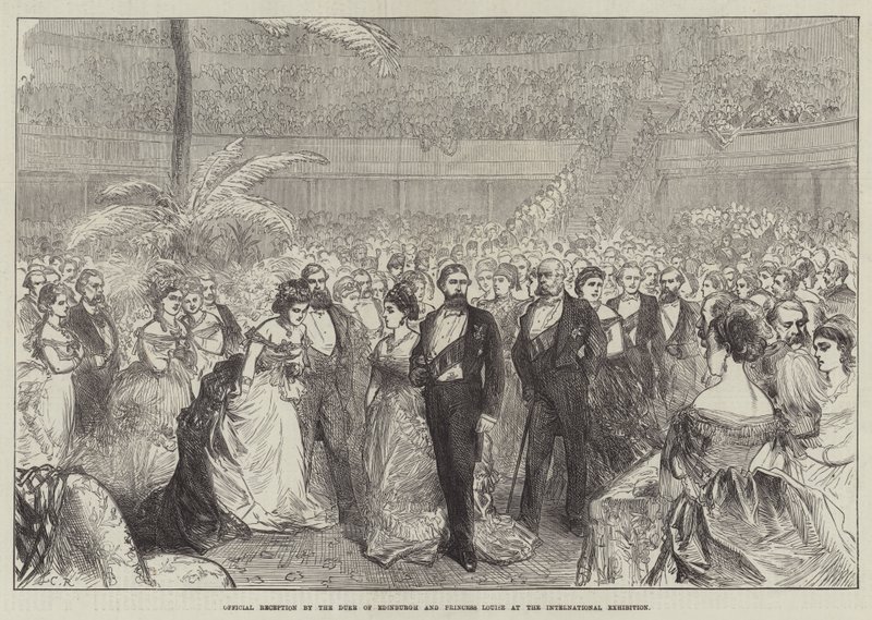 Edinburgh hercege és Louise hercegnő hivatalos fogadása a nemzetközi kiállításon alkotó: Sir John Charles Robinson