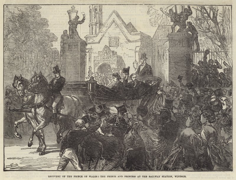 A walesi herceg, a herceg és a hercegnő felépülése a windsori pályaudvaron alkotó: Sir John Charles Robinson
