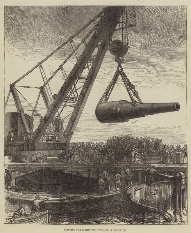 A nyolcvanegy tonnás ágyú szállítása Woolwichban alkotó: Sir John Charles Robinson