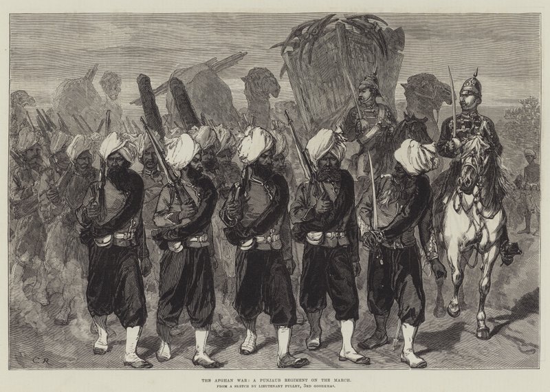 Az afgán háború, egy pandzsábi ezred márciusán alkotó: Sir John Charles Robinson
