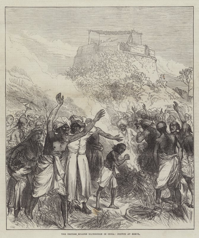 A brit napfogyatkozás-expedíció Indiában, vázlat Bekulban alkotó: Sir John Charles Robinson
