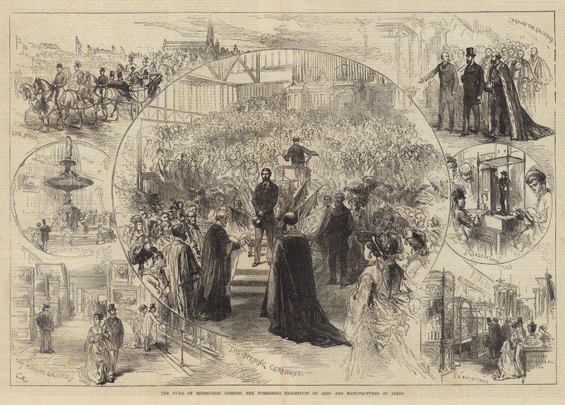 Edinburgh hercege megnyitja a Yorkshire-i Művészeti és Iparművészeti Kiállítást Leedsben alkotó: Sir John Charles Robinson