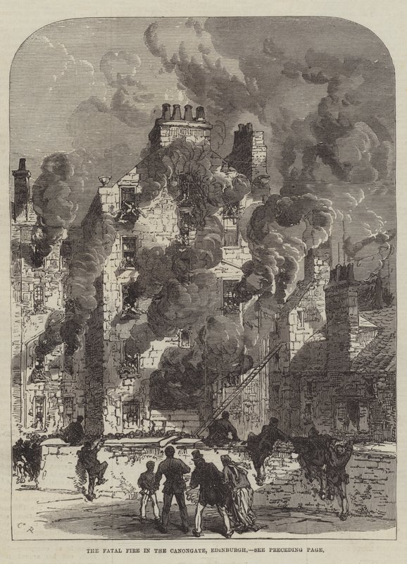 A végzetes tűz a Canongate-ben, Edinburgh-ban alkotó: Sir John Charles Robinson