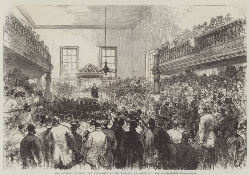 Az általános választások, Disraeli úr jelölése Aylesburyben, Buckinghamshire-ben alkotó: Sir John Charles Robinson