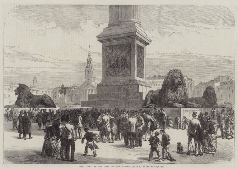 Az oroszlánok a Nelson-oszlop alján, a Trafalgar-téren alkotó: Sir John Charles Robinson