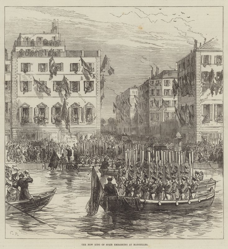 Spanyolország új királya Marseille-ben száll hajóra alkotó: Sir John Charles Robinson