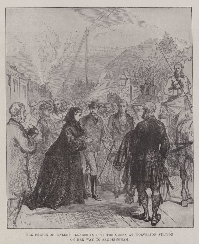 A walesi herceg betegsége 1871-ben, a királynő a wolvertoni állomáson Sandringham felé alkotó: Sir John Charles Robinson