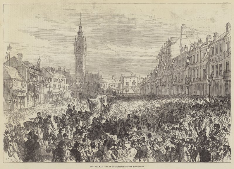 A vasúti jubileum Darlingtonban, a körmenet alkotó: Sir John Charles Robinson