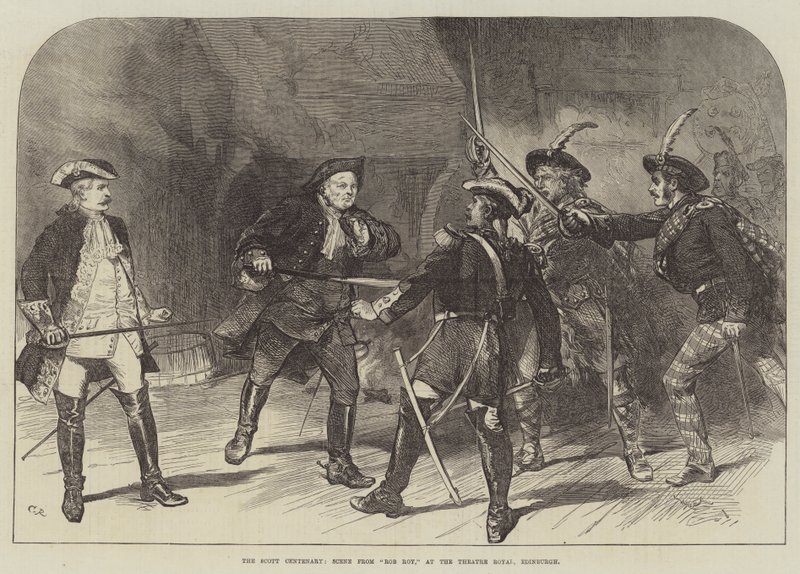 A Scott centenárium, jelenet a Rob Boy-ból, a Theatre Royalban, Edinburghban alkotó: Sir John Charles Robinson