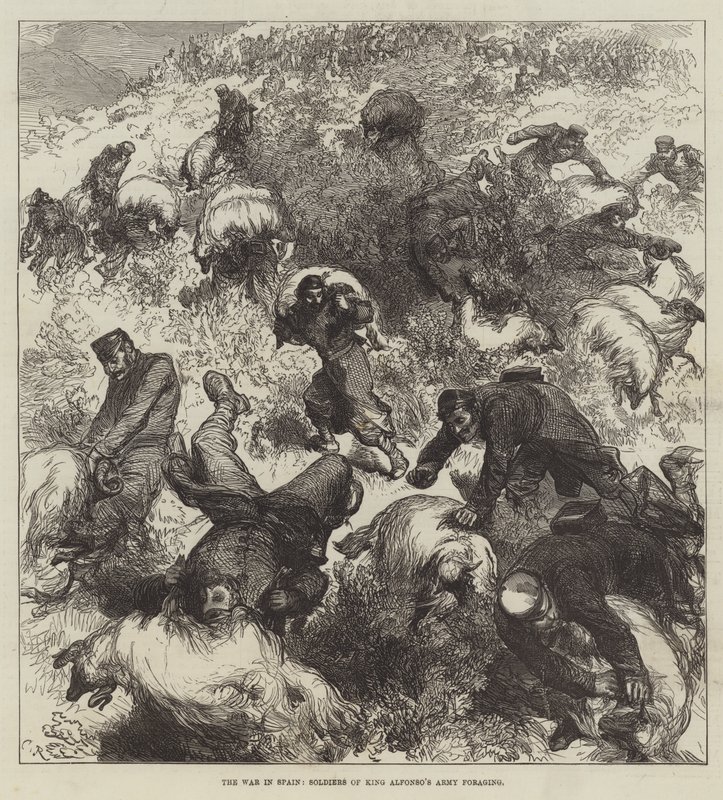 A spanyolországi háború, Alfonso király seregének katonái táplálkoznak alkotó: Sir John Charles Robinson