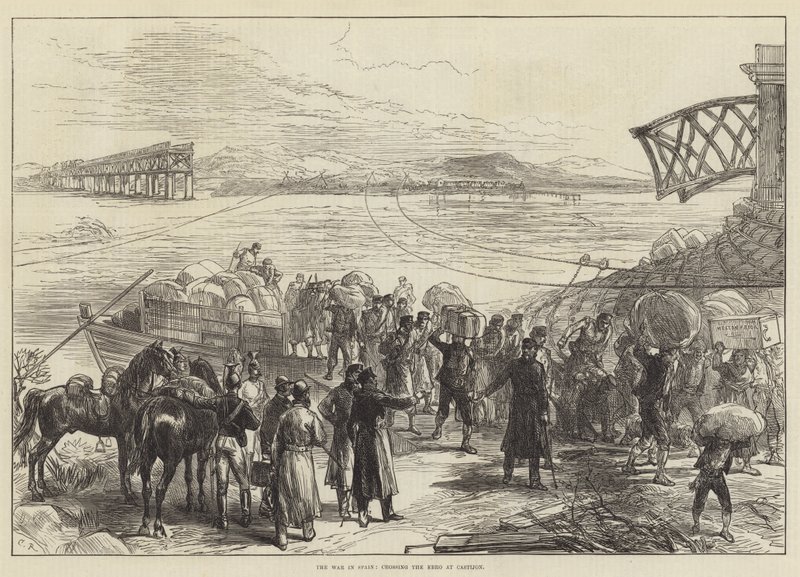 A spanyol háború, az Ebro átkelése Castijonnál alkotó: Sir John Charles Robinson
