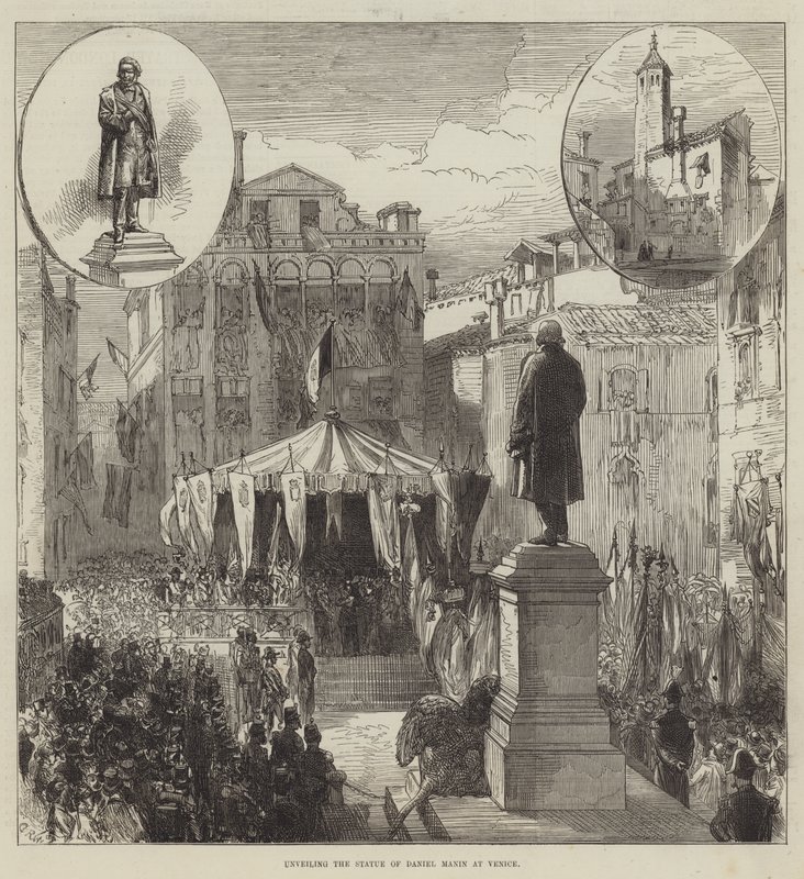 Daniel Manin szobrának leleplezése Velencében alkotó: Sir John Charles Robinson