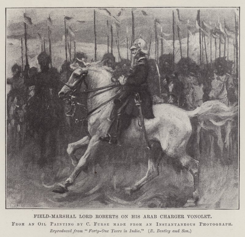 Lord Roberts tábornagy a Vonolet arab töltőjén alkotó: Charles Wellington Furse