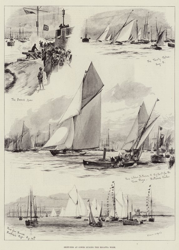 Vázlatok Cowes-ban a Regatta Hét alatt alkotó: Charles William Wyllie
