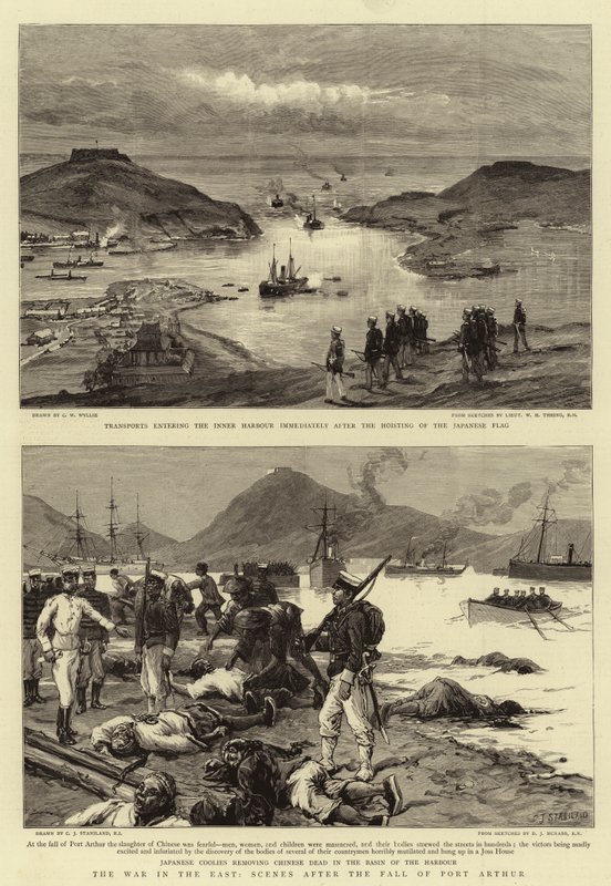 A keleti háború, jelenetek Port Arthur bukása után alkotó: Charles William Wyllie