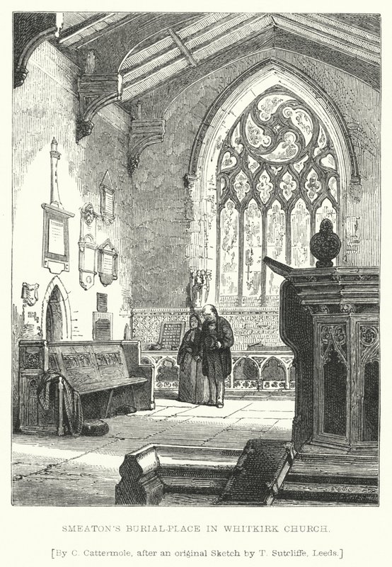 Smeaton temetkezési helye a Whitkirk templomban (metszet) alkotó: Charles (after) Cattermole