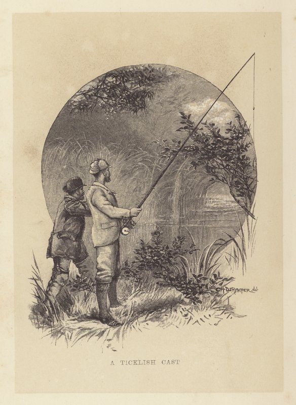 Horgászat: Ticklish Cast (litho) alkotó: Charles (after) Whymper