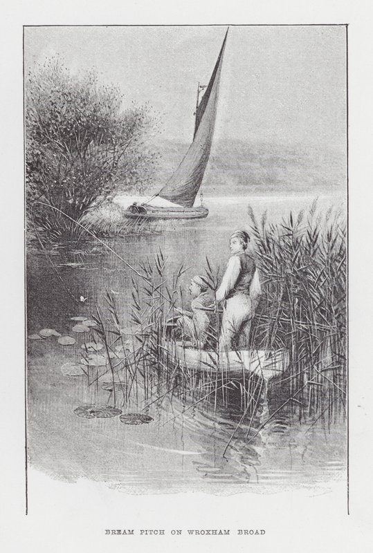Horgászat: Bream Pitch on Wroxham Broad (litho) alkotó: Charles (after) Whymper