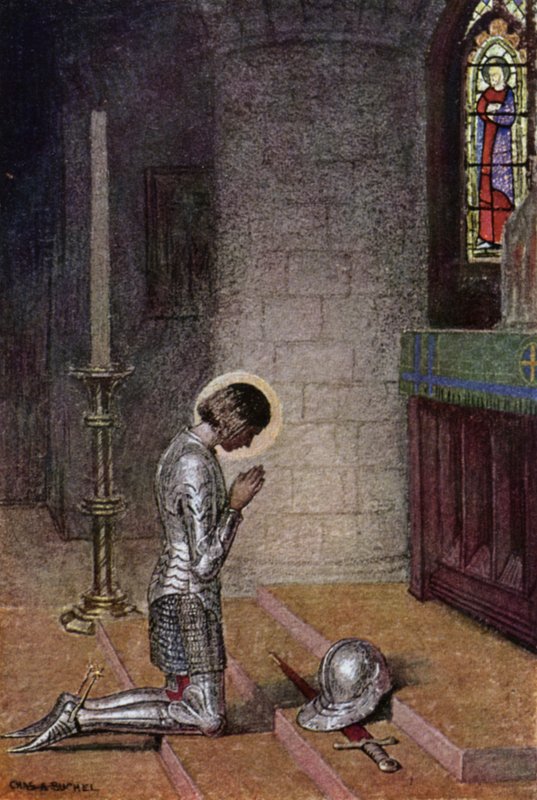 Jeanne of Arc: Az oltár előtt (színes litó) alkotó: Charles A. Buchel