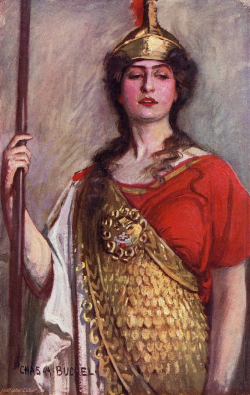 Pallas Athéné, Miss Constance Collier (színes litó) alkotó: Charles A. Buchel