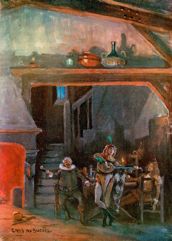 Tizenkettedik éjszaka: A konyha Olivia házában, szerző: Joseph Harker (színes litó) alkotó: Charles A. Buchel