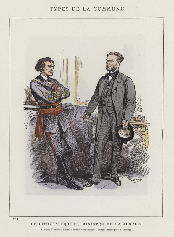 Protot polgár, igazságügy-miniszter, Mr. Rousse, az Ügyvédi Kamara ügyvédje, hogy kérje az érsek és Chaudey úr védelmét alkotó: Charles Albert d Arnoux Bertall