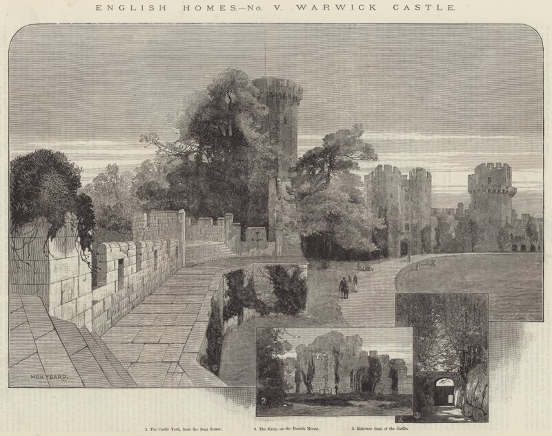 English Homes, Warwick Castle metszet alkotó: Charles Auguste Loye
