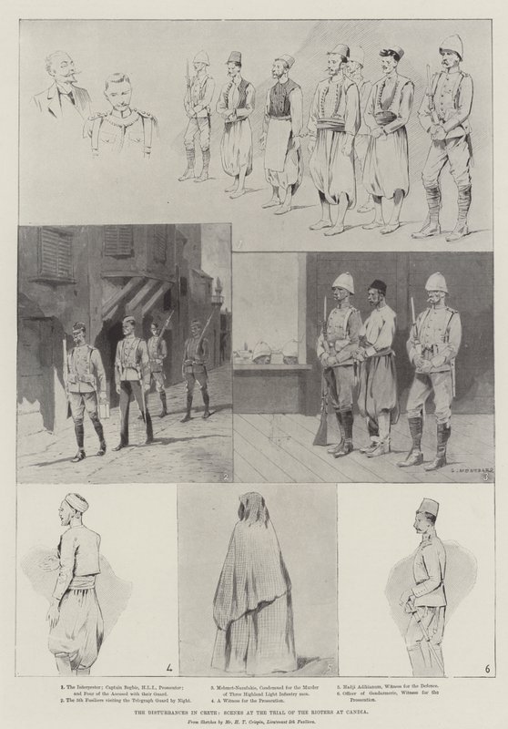 A krétai zavargások, a candiai lázadók perének jelenetei alkotó: Charles Auguste Loye