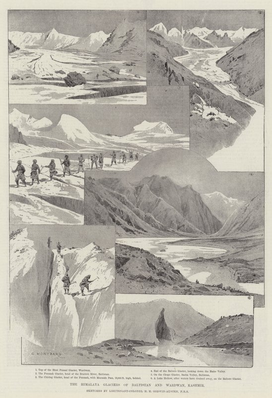 A Himalája gleccserek Baltisztánban és Wardwan, Kasmír alkotó: Charles Auguste Loye
