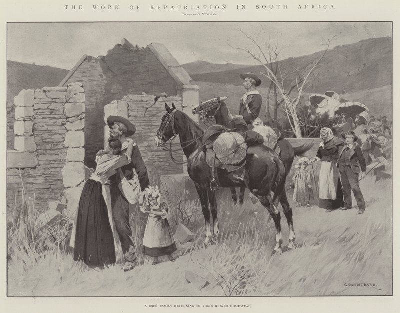 A hazatelepítés munkája Dél-Afrikában alkotó: Charles Auguste Loye
