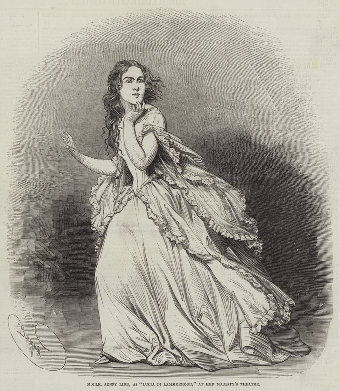 Jenny Lind kisasszony, mint Lucia di Lammermoor, az Őfelsége Színházában alkotó: Charles Baugniet