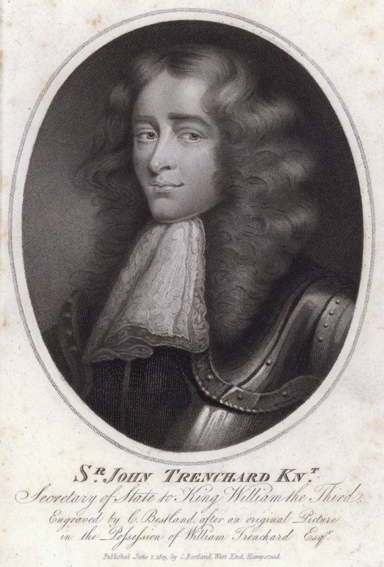 Sir John Trenchard angol politikus és III. Vilmos király alatti Északi Minisztérium államtitkára (metszet) alkotó: Charles Bestland