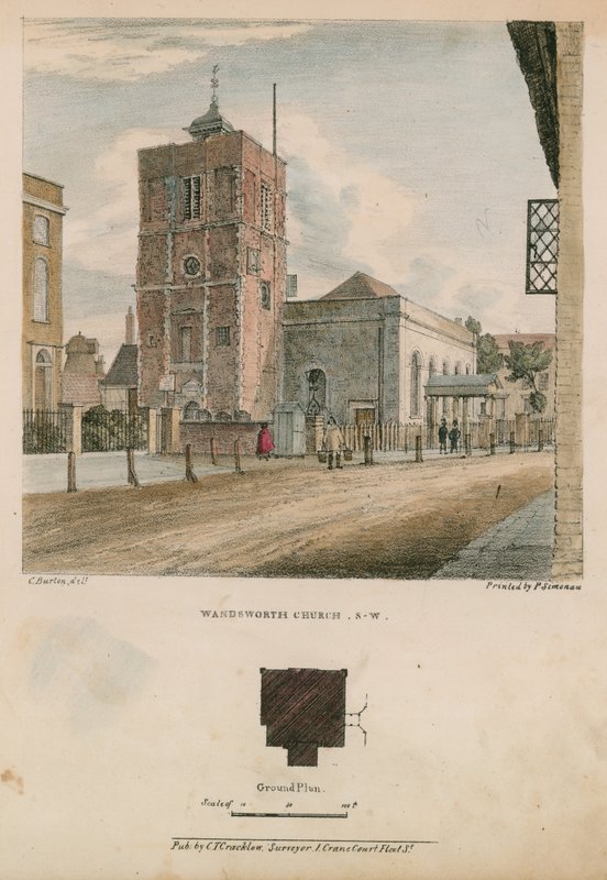 A wandsworthi templom délnyugati nézete alkotó: Charles Burton