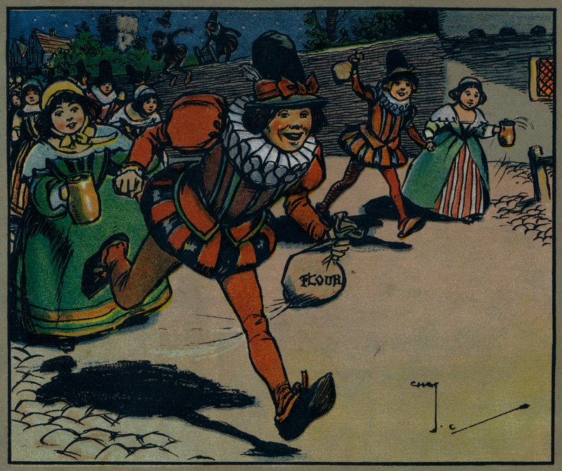 Lányok és fiúk jönnek ki játszani (színes litho) alkotó: Charles Crombie