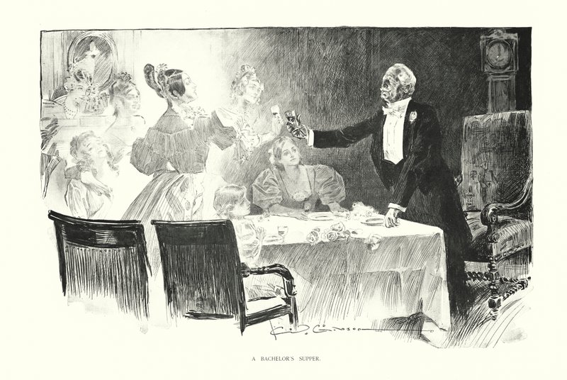 Egy agglegény vacsorája (litográfia) alkotó: Charles Dana Gibson