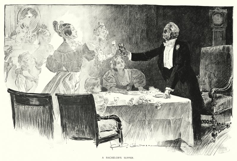Legényvacsora (litho) alkotó: Charles Dana Gibson