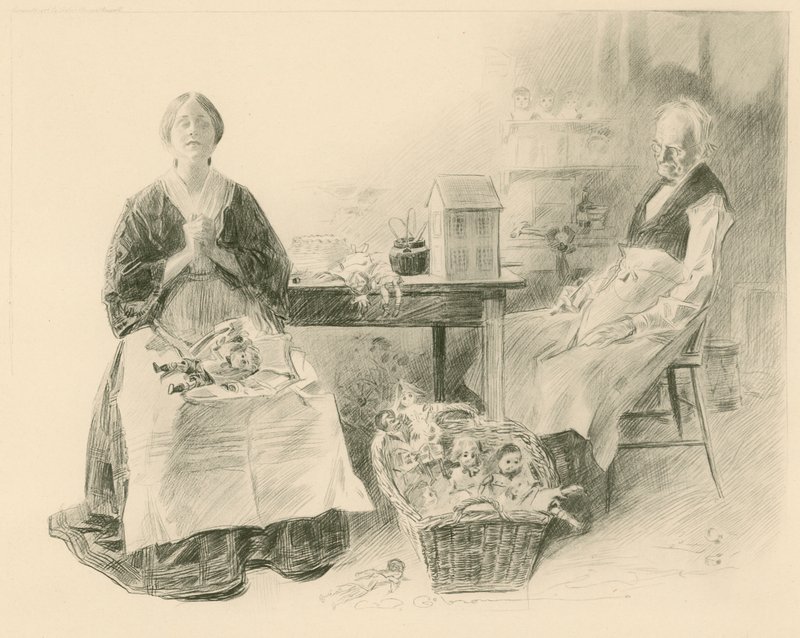 Caleb Plummer és lánya alkotó: Charles Dana Gibson