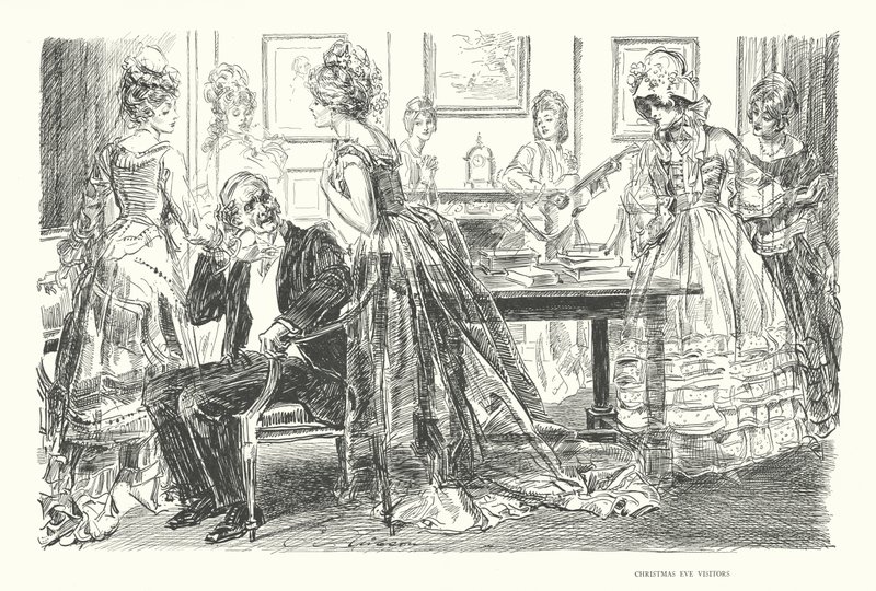 Karácsony esti látogatók (litográfia) alkotó: Charles Dana Gibson