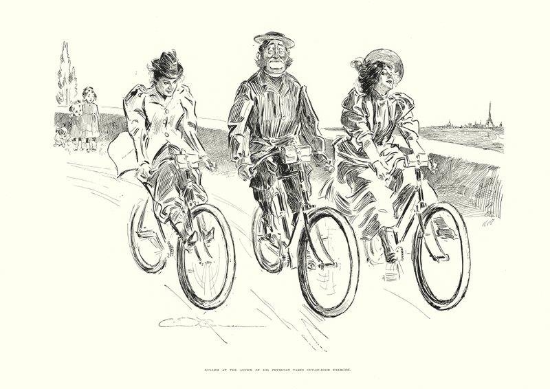 Gullem az orvosa tanácsára a szabadban tornázik (lithó) alkotó: Charles Dana Gibson