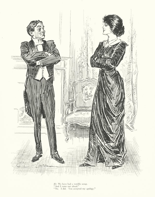 Ő: Szörnyű verekedésünk volt. "És én kerültem ki győztesen." "Nem, én voltam. Elfogadtad a bocsánatkérésemet." (litho) alkotó: Charles Dana Gibson