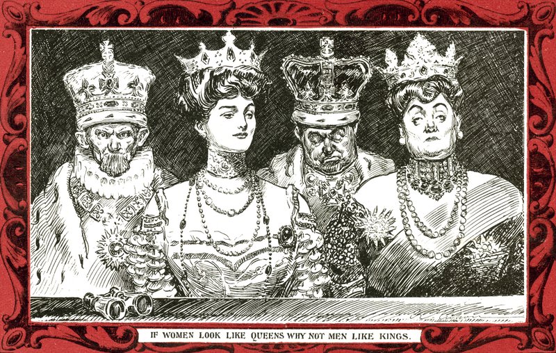 Ha a nők úgy néznek ki, mint a királynők, a férfiak miért ne szeretnek királyokat (színes litho) alkotó: Charles Dana Gibson