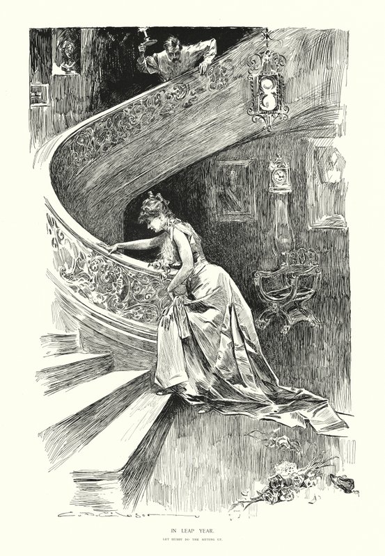 Szökőévben (litográfia) alkotó: Charles Dana Gibson