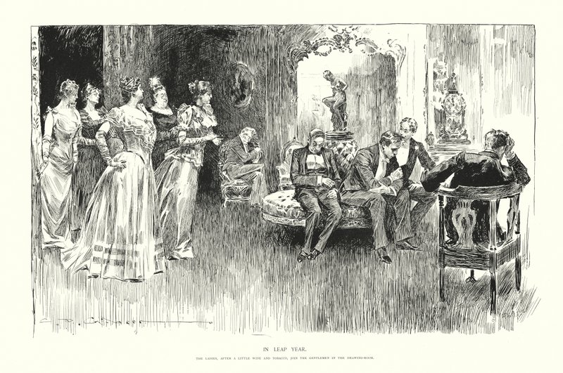 Szökőévben (litográfia) alkotó: Charles Dana Gibson