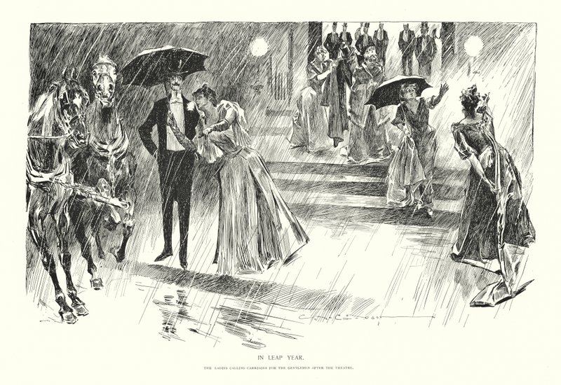 Szökőévben (litográfia) alkotó: Charles Dana Gibson
