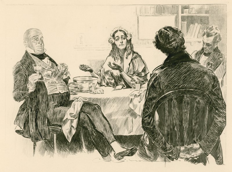 Mr és Mrs Micawber, David Copperfield és Traddles alkotó: Charles Dana Gibson