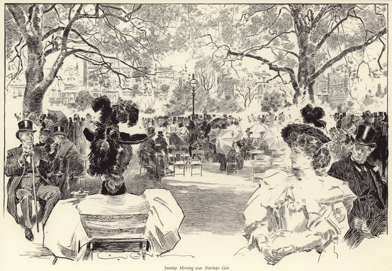Vasárnap reggel a Stanhope Gate közelében, a Hyde Parkban alkotó: Charles Dana Gibson