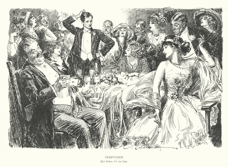 Kísértés, Mielőtt túl késő lenne (litográfia) alkotó: Charles Dana Gibson