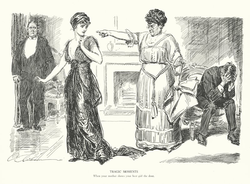 Tragikus pillanatok, Amikor az anyád ajtót mutat a legjobb barátnődnek (litográfia) alkotó: Charles Dana Gibson