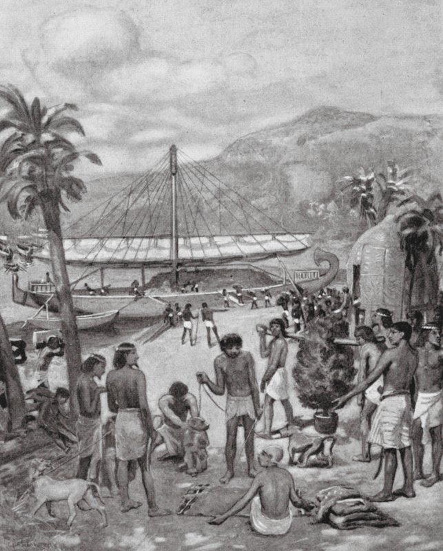 Korai kereskedelem Egyiptomban (litográfia) alkotó: Charles Daniel Ward